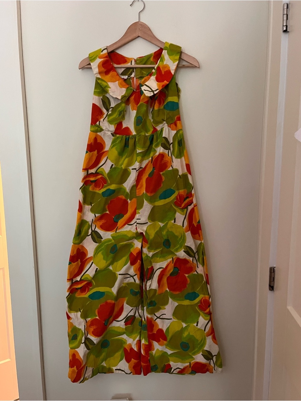 Vintage 70s Floral Poppy RHAPSODY + ROBES Canada Cotton Wide Leg Jumpsuit S